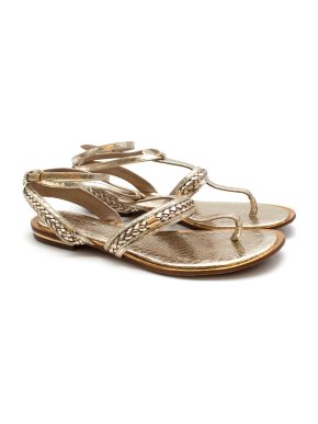 Michael Kors Collection Gold Leather Sandals