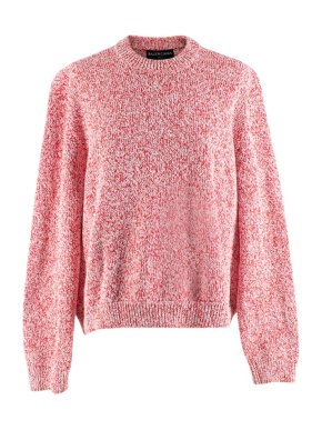Balenciaga Red and White Cotton Blend Knit Jumper