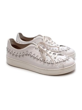 Alaia White Leather Men's Cut Out Trainers