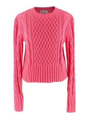 Acne Pink Cotton Lia Cable Knit Jumper