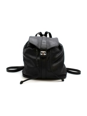 Chanel Black Caviar Calfskin CC Drawstring Backpack