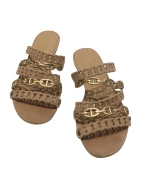 Hermes Gold & Beige Thalassa Sandals