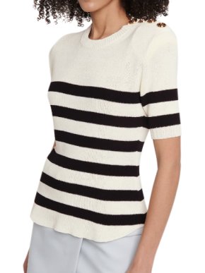 Balmain Striped Knit Button Embellished Top