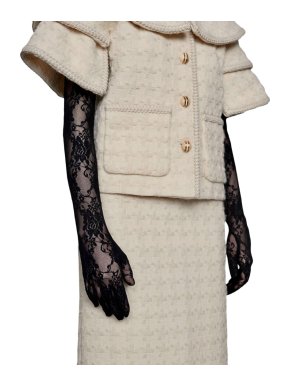 Gucci long black floral lace gloves