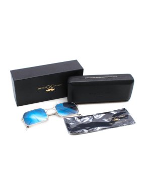 David Marc Silver S-R Blue Gradient Geometric Sunglasses
