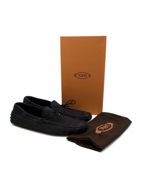 Tods Navy Leather Scooby Doo Tie Driving Loafers