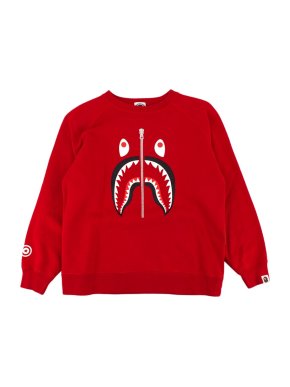 Bape A Bathing Ape Kids Red & Camo Cotton Shark Printed Jumper