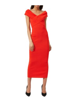 Solace London Off Shoulder Cecile Midi Dress