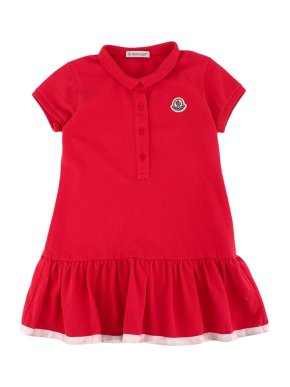 Moncler Kids Coral Cotton Polo Dress