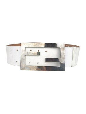 Fendi White Wide FF Belt
