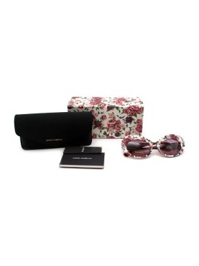 Dolce & Gabbana White Floral Oval Sunglasses
