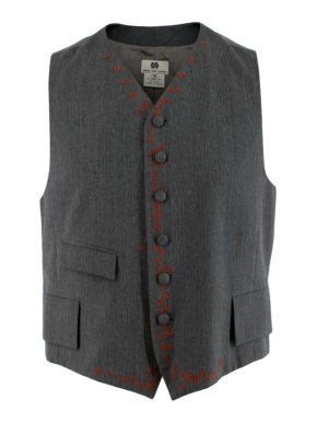 Dries Van Noten Grey Wool Embroidered Vest