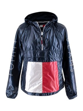 Tommy Jeans Navy & Red Quarter Zip Pullover w/ Hood