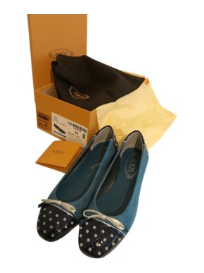 Tod's Blue Suede Ballerina Flats