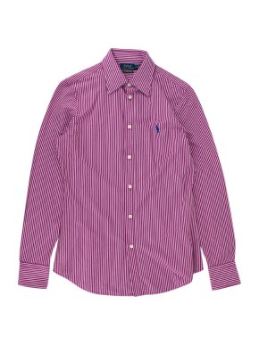 Polo Ralph Lauren Pink Striped Cotton Knit Dress Shirt