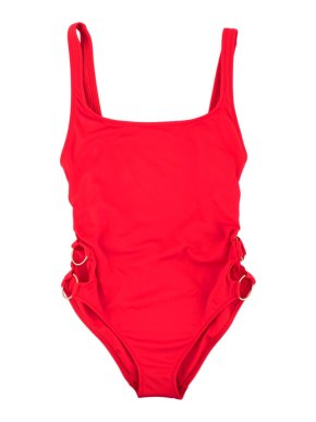 Solid & Striped Red Scoop Neck Ring Swimsuit