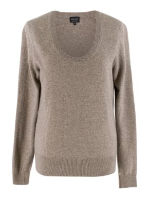 Jaeger Beige Cashmere Scoop Neck Jumper