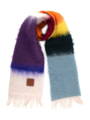 Loewe Multicolour Mohair blend Striped Logo Patch Scarf