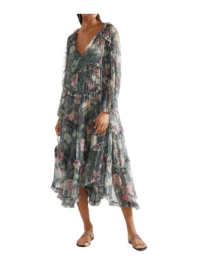 Zimmermann Iris ruffled floral-print silk-crepon midi dress