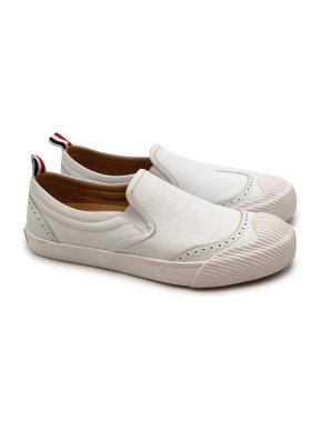 Thom Browne White Leather Slip-on Brogue Trainers
