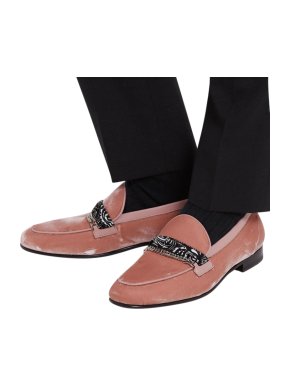 Amiri Pink Velvet Leather Trimmed Loafers