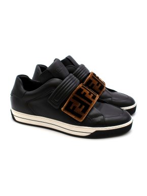 Fendi Black Sneakers with Velvet Monogram Detail