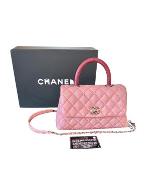 Chanel Pink Caviar Calfskin Coco Top Handle Flap Bag