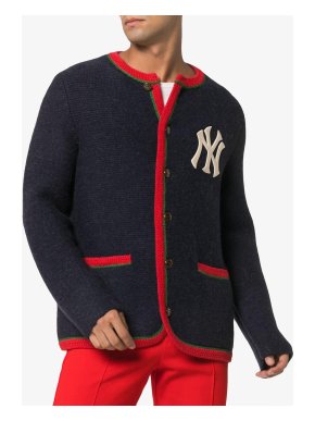 Gucci X NY Yankees Blue Wool Web Cardigan