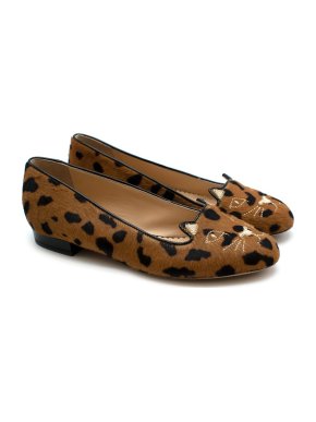 Charlotte Olympia Animal Print Kitty Flats - Size 34