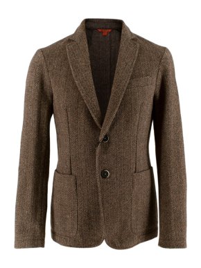 Barena Slim-Fit Checked Virgin Wool Brown Blazer