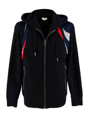 Alexander McQueen Black Cotton Zip-Up Hoodie
