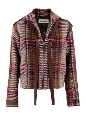 Lanvin Men's Leather Trimmed Short Wool Jacket