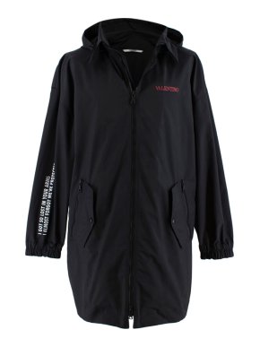 Valentino Men's Black Moon Dust Nylon Caban Parka