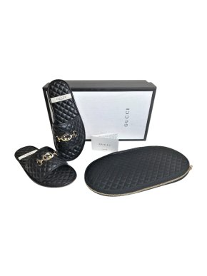 Gucci Black Quilted Leather Slides