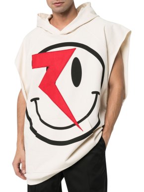 Raf Simons Beige Smiley Sleeveless Hoodie
