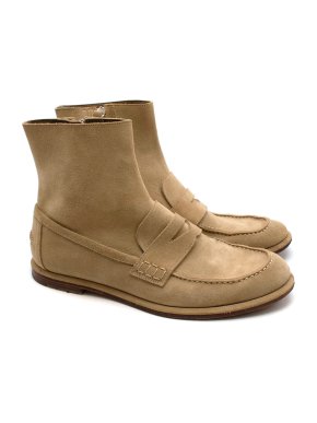 Loewe Cream Suede Loafer Boots