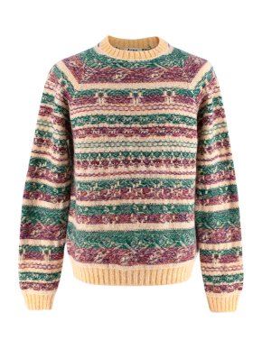 Acne Green & Pink Striped mohair Blend Knit Sweater