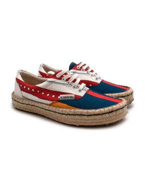Lanvin Red & Blue Striped Cotton Espadrille Trainers