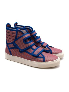 Raf Simons Orange & Blue Dotted High Top Trainers