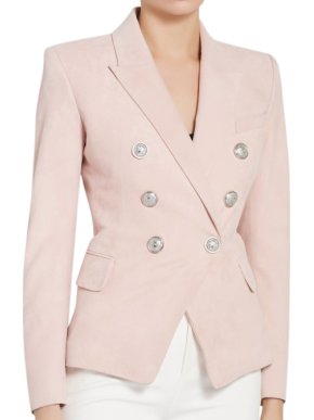 Balmain Blush Suede Tailored Jacket
