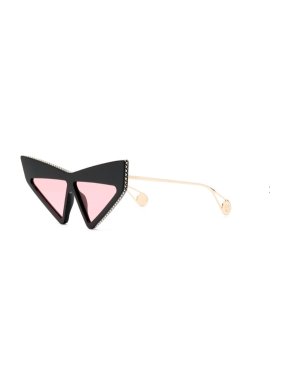 Gucci Hollywood Forever cats eye black crystal runway sunglasses