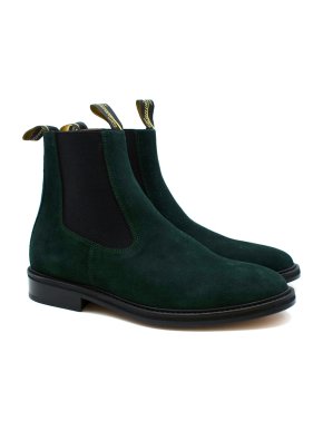 Lanvin Green Suede Leather Chelsea Boots