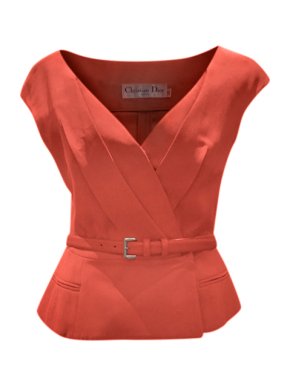 Dior Orange Sleeveless V-Neck Belted Top