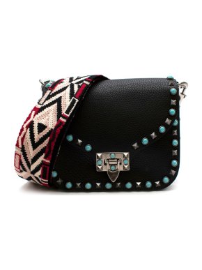 Valentino Grained Leather Guitar Rolling Rockstud Shoulder Bag