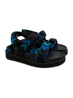 Missoni Black Patterned Strap Ridged Heel Sandals