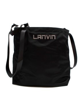 Lanvin Black Nylon & Leather Asymmetric Tote Bag