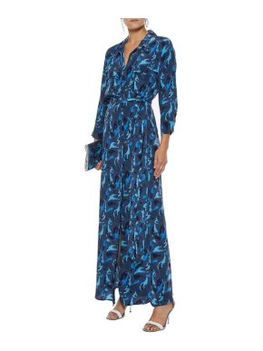 L’Agence Blue Crepe De Chine Cameron Midi Shirt Dress