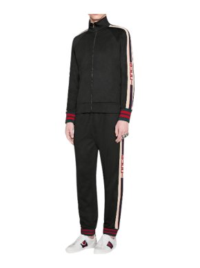 Gucci Black Cotton Blend Web Stripe Joggers