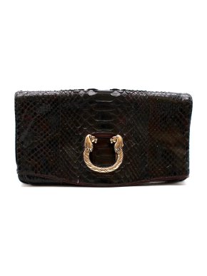 Bvlgari Black Python Foldover Clutch