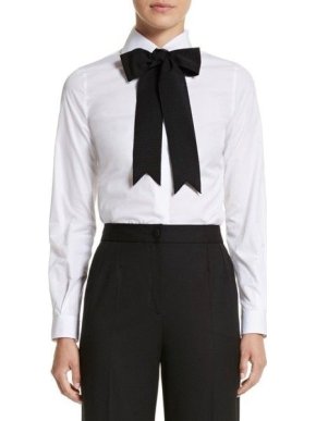 Dolce & Gabbana White Cotton Bow Tie Shirt